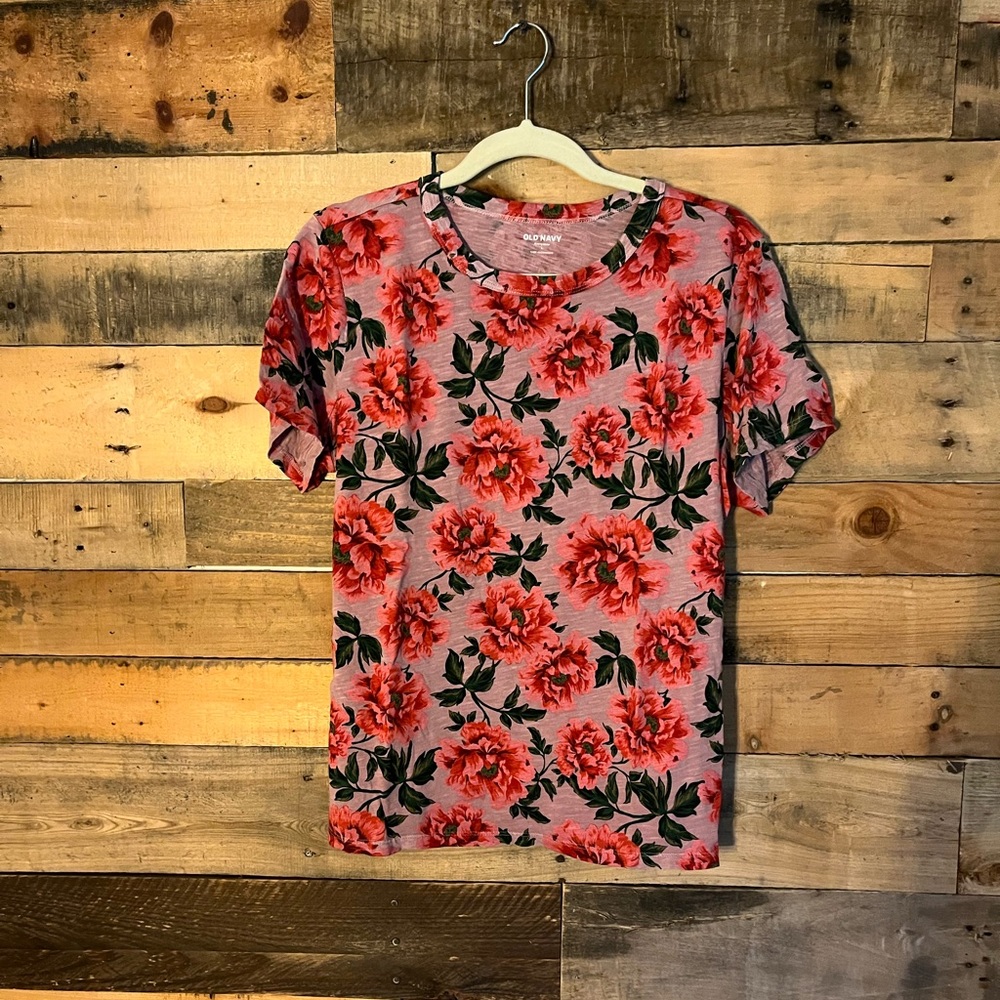 Short sleeve floral fitted tee